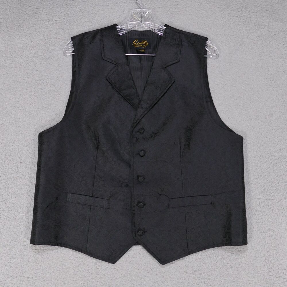 Scully Vest Men’s Medium Black Paisley Western Cowboy Formal Rockability